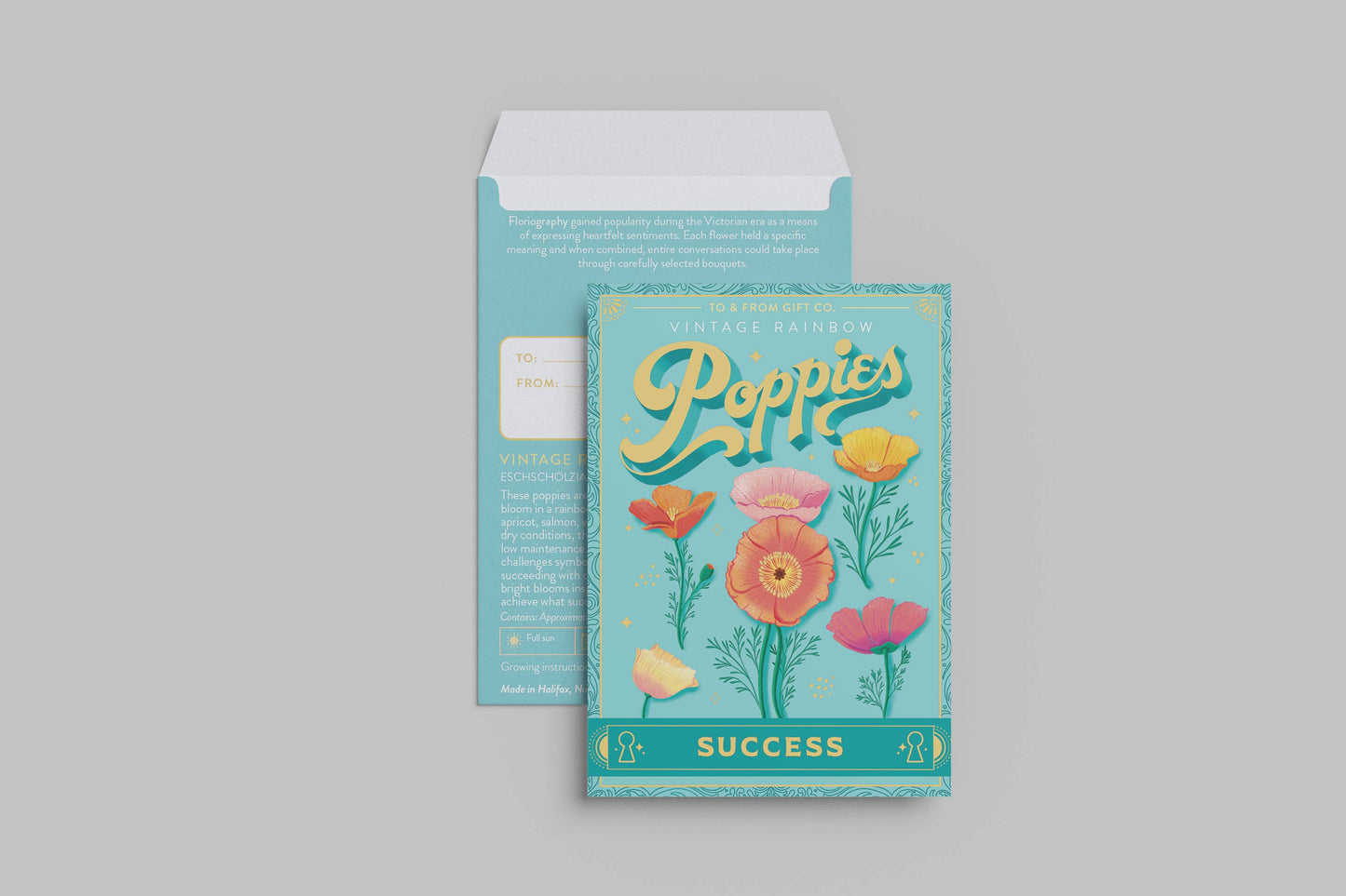 Vintage Rainbow Poppies (Success) - Floriography Seed Packet
