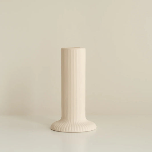 Tall Ribbed Taper Candle Holder